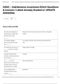 MSSC - Maintenance Awareness EXAM Questions & Answers &vert; Latest Already Graded A&plus; UPDATE 2025&vert;2026