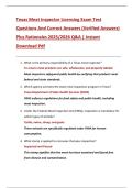 Texas Meat Inspector Licensing Exam Test  Questions And Correct Answers &lpar;Verified Answers&rpar;  Plus Rationales 2025&sol;2026 Q&A &vert; Instant  Download Pdf 