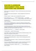 ELM-250 CLASSROOM MANAGEMENT FINAL EXAM QUESTIONS AND ANSWERS