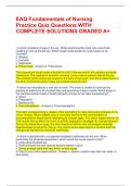 EAQ Fundamentals of Nursing Practice Quiz Questions WITH COMPLETE SOLUTIONS GRADED A&plus;