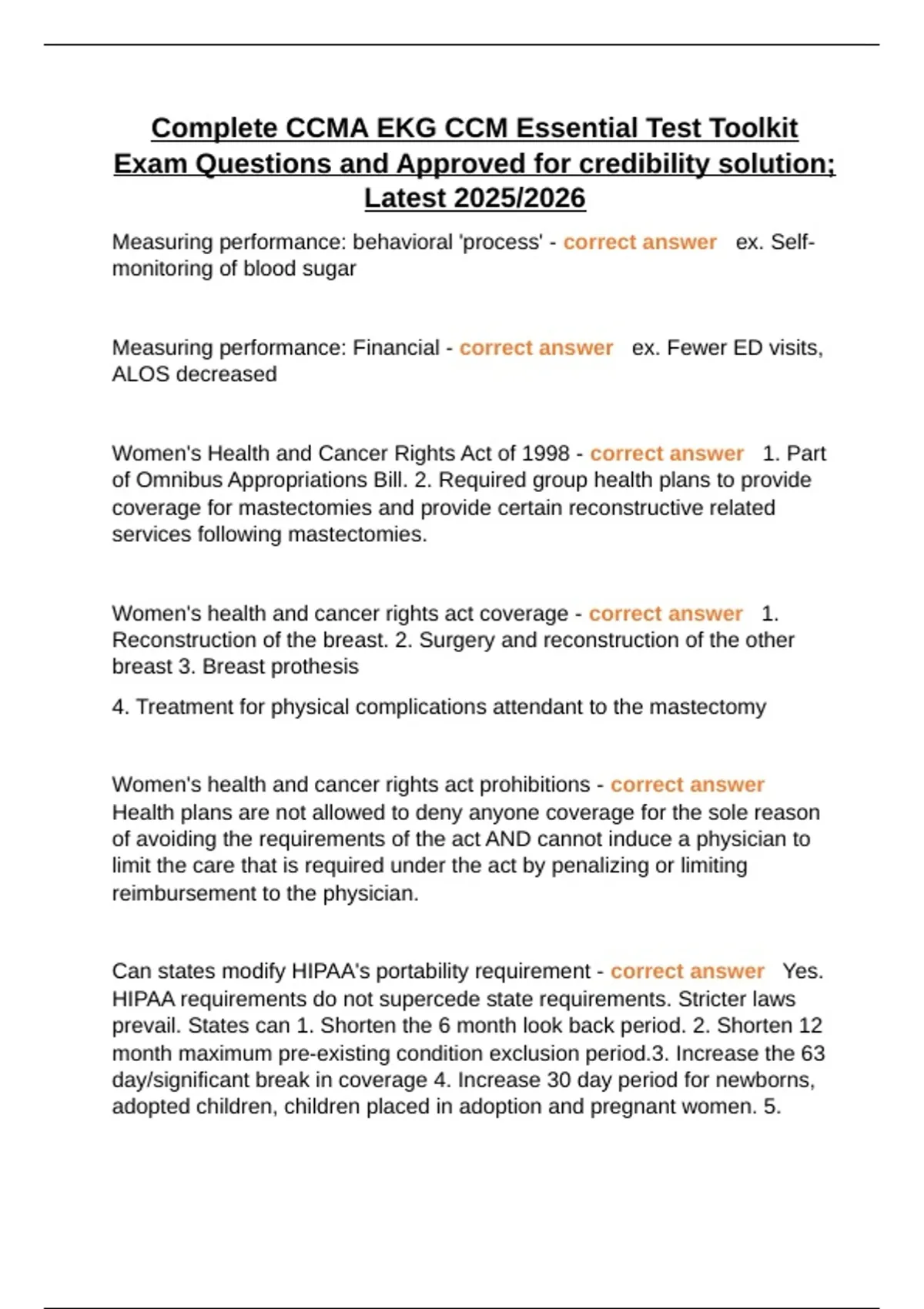 Sample Ccmg Test Example Complete CCMA EKG CCM Essential Test Toolkit Exam Questions and ...