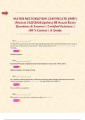 WATER RESTORATION CERTIFICATE &lpar;WRT&rpar; &lpar;Newest 2025&sol;2026 Update&rpar; 88 Actual Exam Questions & Answers &vert; Certified Solutions &vert; 100 &percnt; Correct &vert; A Grade&period;     