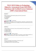 WGU D333 Ethics in Technology Objective Assessment Exam 2025&sol;2026 &ndash; Questions with Verified Correct Solutions &lpar;100&percnt; Guaranteed Pass&rpar;