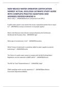 NEW MEXICO WATER OPERATOR CERTIFICATION NEWEST ACTUAL 2025&sol;2026 ULTIMATE STUDY GUIDE WITH COMPLETE PRACTICE QUESTIONS AND ANSWERS&period;VERIFED&sol;GRADED A