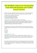 NR 340 HESI Critical Care Nursing Final Exam 2025&vert; 160 Questions and Verified Correct Answers