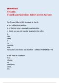Homeland Security Final Exam Questions With Correct Answers