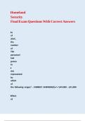 Homeland Security Final Exam Questions With Correct Answers 