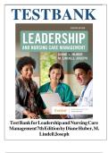 Test Bank for Leadership and Nursing Care Management 7th Edition by Diane Huber&comma; M&period; Lindell Joseph&vert;Newest version  100&percnt; verified  2025&sol;26 
