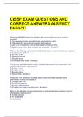 CISSP EXAM QUESTIONS AND CORRECT ANSWERS ALREADY PASSED