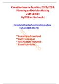 Solution Manual for Canadian Income Taxation&comma; 2023&sol;2024&colon; Planning and Decision Making 26th Edition By William Buckwold&comma; Chapter 1-23 &vert; All Chapters&period;