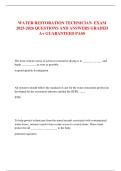 WATER RESTORATION TECHNICIAN  EXAM 2025-2026 QUESTIONS AND ANSWERS GRADED A&plus; GUARANTEED PASS