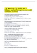 TTU Merriman FIN 3320 Exam 2- Efficient Market Theory Questions with Complete Answers