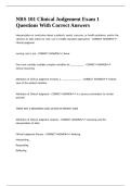 NRS 101 Clinical Judgement Exam 1 Questions With Correct Answers