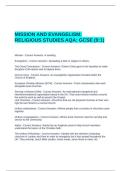 MISSION AND EVANGELISM RELIGIOUS STUDIES AQA GCSE &lpar;9-1&rpar; QUESTIONS WITH CORRECT ANSWERS