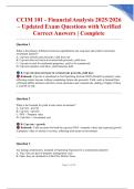 CCIM 101 - Financial Analysis 2025&sol;2026 &ndash; Updated Exam Questions with Verified Correct Answers &vert; Complete
