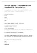 Health & Wellness Coaching Board Exam Questions With Correct Answers