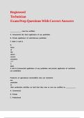 Registered Technician Exam Prep Questions With Correct Answers 