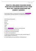 HEALTH & WELLNESS COACHING BOARD EXAM 2025-2026 BRAND NEW ACTUAL EXAM WITH 100- VERIFIED QUESTIONS AND CORRECT ANSWERS 