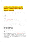 NUR 208 FINAL EXAM 2025 UPDATE PRACTICE QUESTIONS AND CORRECT VERIFIED ANSWERS 