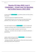 Theories Of Crime &lpar;WJEC Level 3 Criminology&rpar; &ndash; Actual Exam Test Questions And Verified Answers 2025&sol;2026