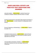 MARYLAND REAL ESTATE LAW  PRACTICE TEST QUESTIONS AND  ANSWERS