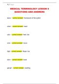 MEDICAL TERMINOLOGY LESSON 9  QUESTIONS AND ANSWERS 