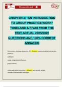 CHAPTER 3&colon; "AN INTRODUCTION TO GROUP PRACTICE WORK" TOSELAND & RIVAS FROM THE TEXT ACTUAL 2025&sol;2026 QUESTIONS AND 100&percnt; CORRECT ANSWERS