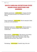 SOUTH CAROLINA ESTHETICIAN STATE  BOARD EXAM QUESTIONS AND  ANSWERS 