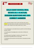 GOLD COAST SCHOOL REAL ESTATE CH&period;1-19 ACTUAL 2025&sol;2026 QUESTIONS AND 100&percnt; CORRECT ANSWERS