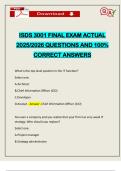 ISDS 3001 FINAL EXAM ACTUAL 2025&sol;2026 QUESTIONS AND 100&percnt; CORRECT ANSWERS