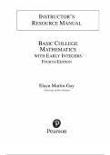 INSTRUCTOR&rsquo;S RESOURCE MANUAL &mdash; Basic College Mathematics with Early Integers&comma; 4th Edition &mdash; Elayn Martin-Gay &mdash; ISBN 9780135176931