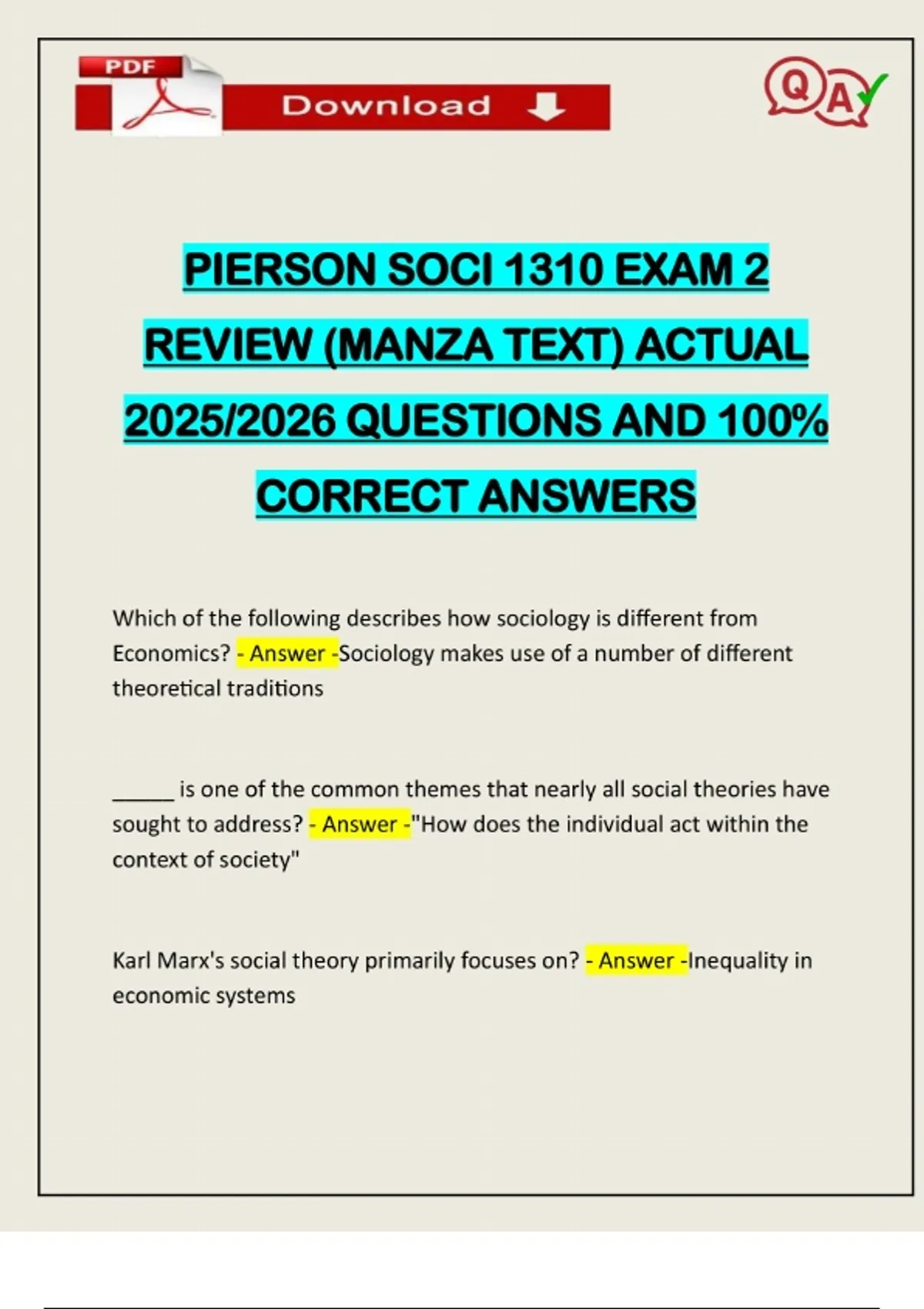 PIERSON SOCI 1310 EXAM 2 REVIEW (MANZA TEXT) ACTUAL 2025/2026 QUESTIONS ...