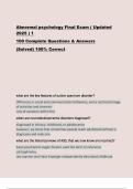 Abnormal psychology Final Exam &lpar; Updated  2025 &rpar; 1  100 Complete Questions & Answers   &lpar;Solved&rpar; 100&percnt; Correct 