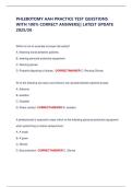 PHLEBOTOMY AAH PRACTICE TEST QUESTIONS  WITH 100&percnt; CORRECT ANSWERS&vert;&vert; LATEST UPDATE  2025&sol;26