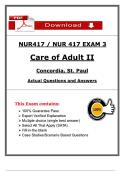 NUR 417 Care of Adult II &vert; Exam 3 &lpar;2025&rpar; &ndash; Verified Questions with Correct Answers & Detailed Rationales &vert; 100&percnt; Guarantee Pass