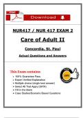NUR 417 Care of Adult II &vert; Exam 2 &lpar;2025&rpar; &ndash; Verified Questions with Correct Answers & Detailed Rationales &vert; 100&percnt; Guarantee Pass