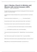 Quiz 1 Review&comma; Church in Ministry and Mission with correct Answers 100&percnt;
