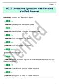 A220 Limitations Questions with Detailed  Verified Answers