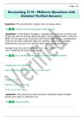 Accounting 2110 - Midterm Questions with  Detailed Verified Answers
