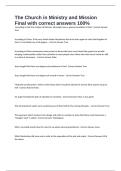 The Church in Ministry and Mission Final with correct answers 100&percnt;