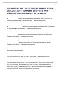 TSA WRITING SKILLS ASSESSMENT NEWEST ACTUAL 2025&sol;2026 WITH COMPLETE QUESTIONS AND ANSWERS&period;VERIFIED&sol;GRADED A&plus; &sol;ALREADY