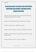 Postal Automotive Technician Exam 944 ACTUAL QUESTIONS AND CORRECT ANSWERS LATEST UPDATE THIS YEAR