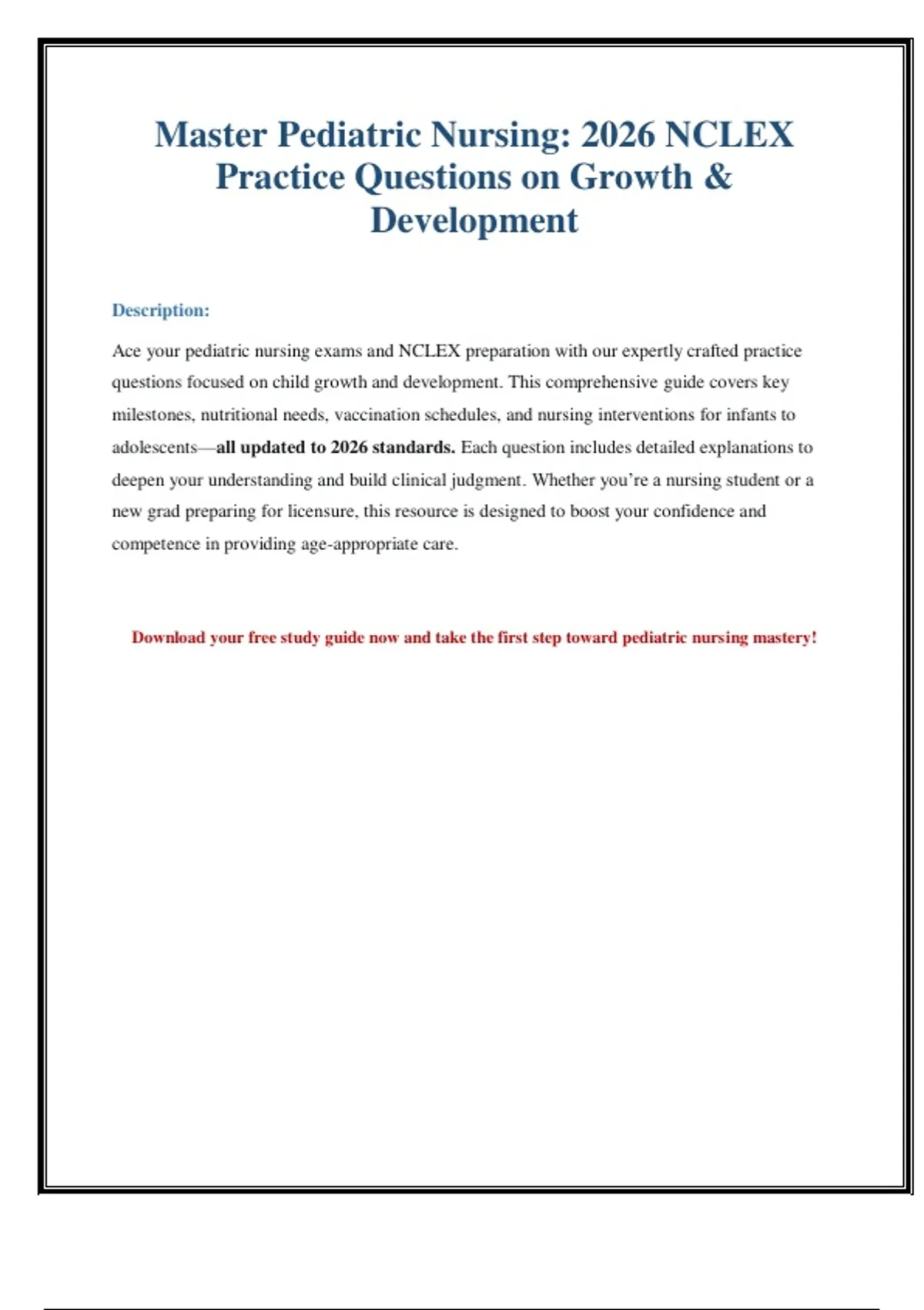 Pediatric Growth & Development: NCLEX Practice Questions & Answers ...