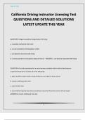 California Driving Instructor Licensing Test QUESTIONS AND DETAILED SOLUTIONS LATEST UPDATE THIS YEAR