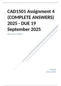  CAD1501 Assignment 4 (COMPLETE ANSWERS) 2025 - DUE 19 September 2025
