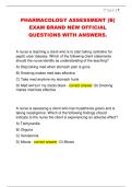 PHARMACOLOGY ASSESSMENT &lpar;B&rpar;  EXAM BRAND NEW OFFICIAL  QUESTIONS WITH ANSWERS&period;