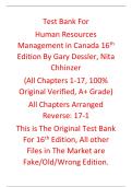 Test Bank Human Resources Management in Canada 16th Edition By Gary Dessler&comma; Nita Chhinzer