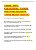 Boating Test &lpar;60&plus; Comprehensive Questions &lpar;Frequently Tested&rpar; with Verified Answers Graded A&plus;&rpar;
