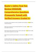 Boater's Safety Final Test Review MISSOURI Comprehensive Questions &lpar;Frequently Tested&rpar; with Verified Answers Graded A&plus;