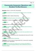 Community Interpreter Vocabulary Questions  with Detailed Verified Answers